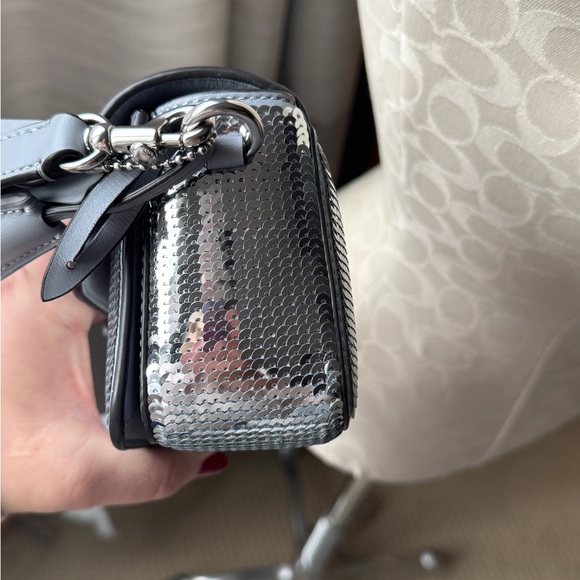 EUC Coach Sequin Studio purse style #CM426 in silver SOLD OUT ONLINE - Picture 7 of 15